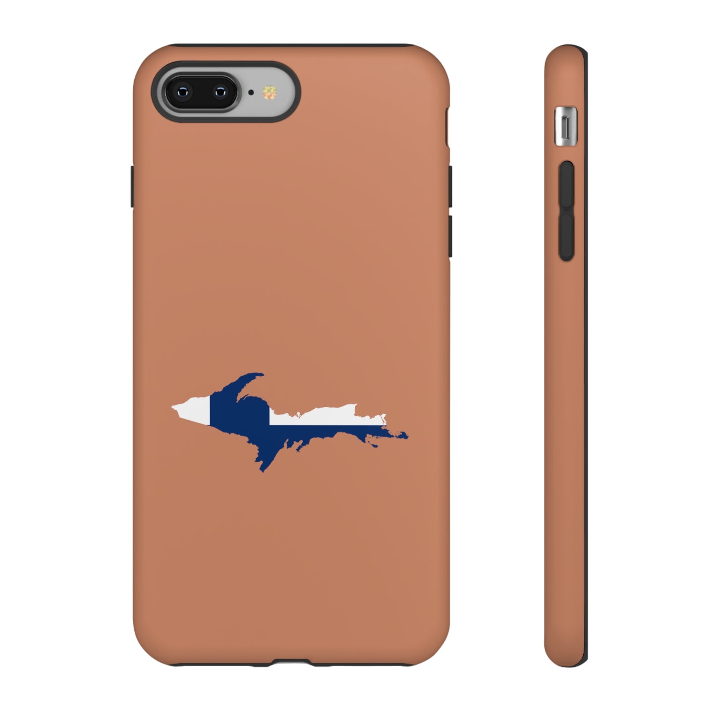 Michigan Upper Peninsula Tough Phone Case (Copper Color w/ UP Finland Flag Outline) | Apple iPhone