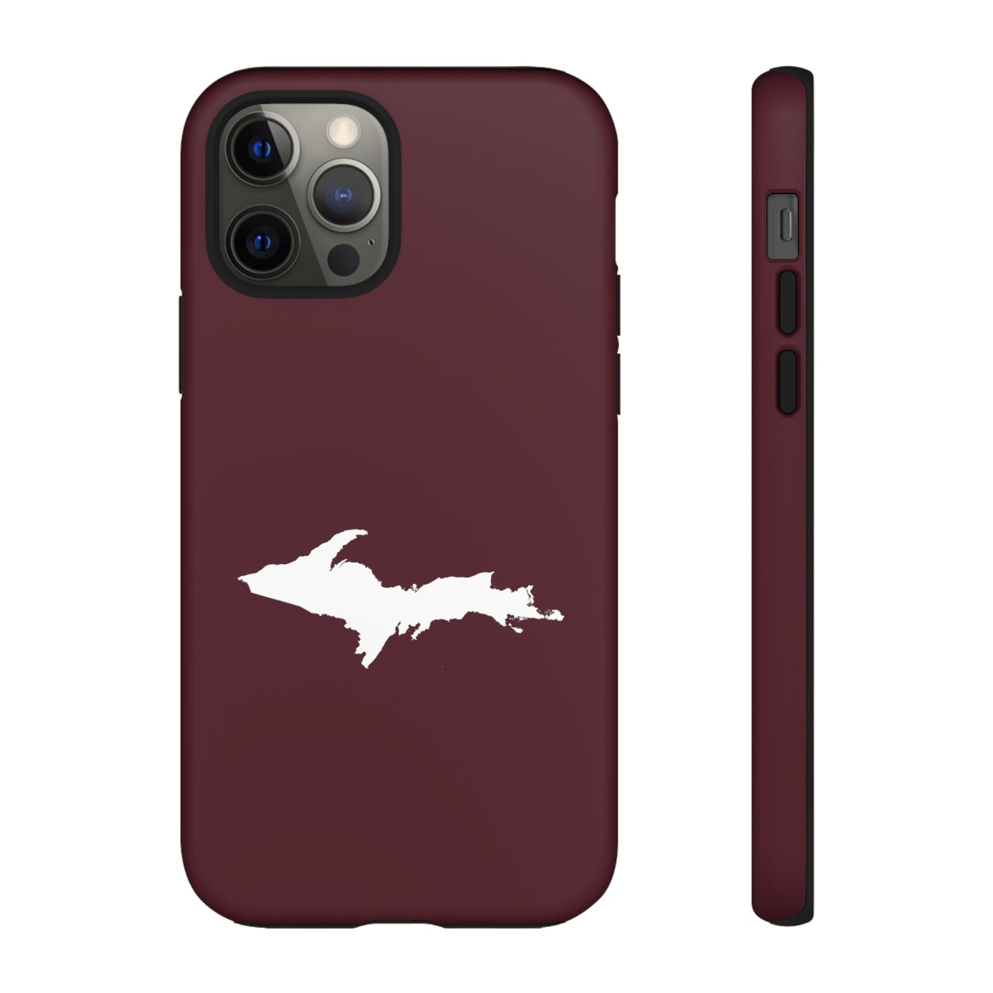 Michigan Upper Peninsula Tough Phone Case (Old Mission Burgundy w/ UP Outline) | Apple iPhone