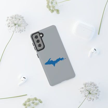 Michigan Upper Peninsula Tough Phone Case (Silver w/ Azure UP Outline) | Samsung & Pixel Android