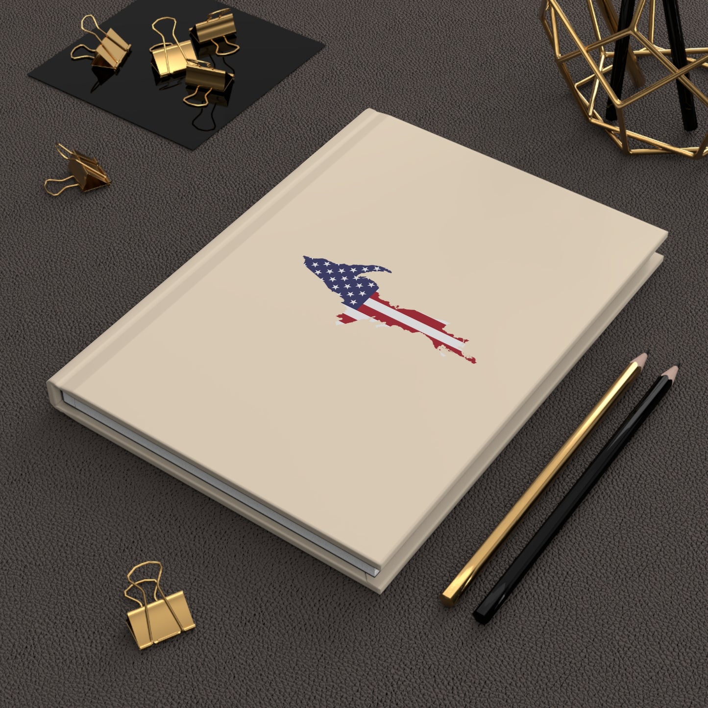 Michigan Upper Peninsula Hardcover Journal (w/ UP USA Flag) | Ruled - Champagne White