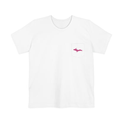 Michigan Upper Peninsula Pocket T-Shirt (w/ Pink UP Outline) | Unisex Standard