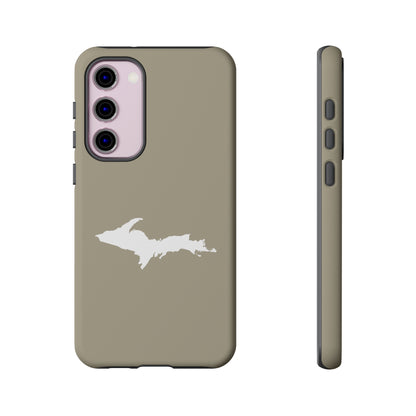 Michigan Upper Peninsula Tough Phone Case (Petoskey Stone Beige w/ UP Outline) | Samsung & Pixel Android