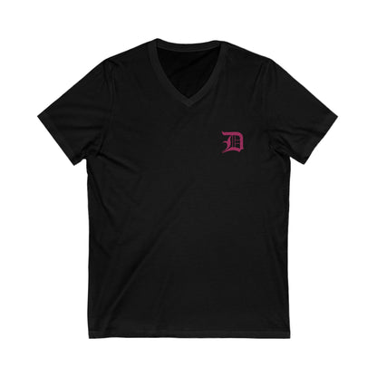 Detroit 'Old English D' T-Shirt (Ruby Red) | Unisex V-Neck