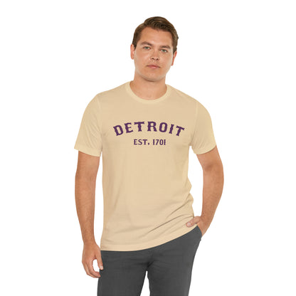 'Detroit EST. 1701' T-Shirt (Plum Ballpark Font) | Unisex Standard