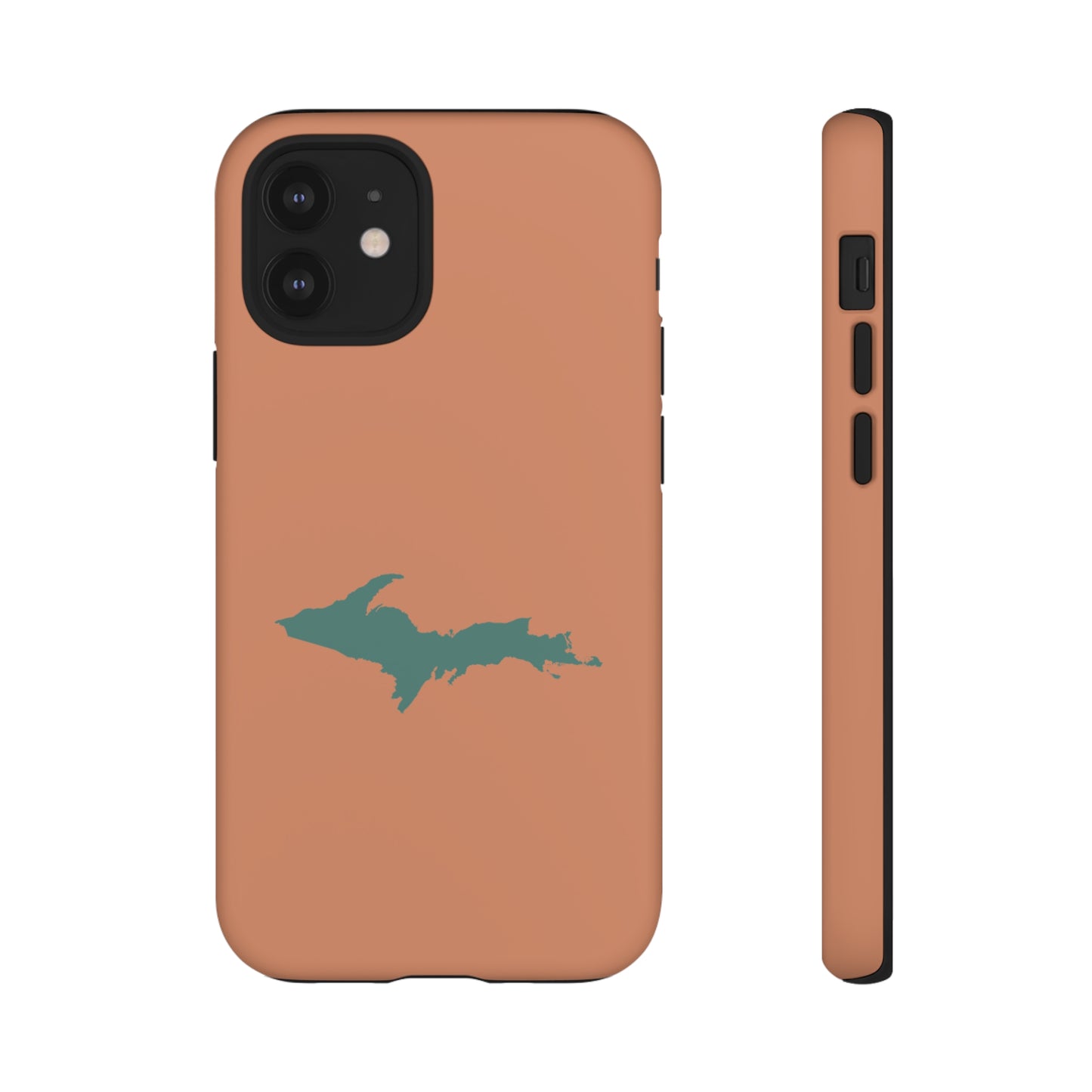 Michigan Upper Peninsula Tough Phone Case (Copper Color w/ Copper Green UP Outline) | Apple iPhone