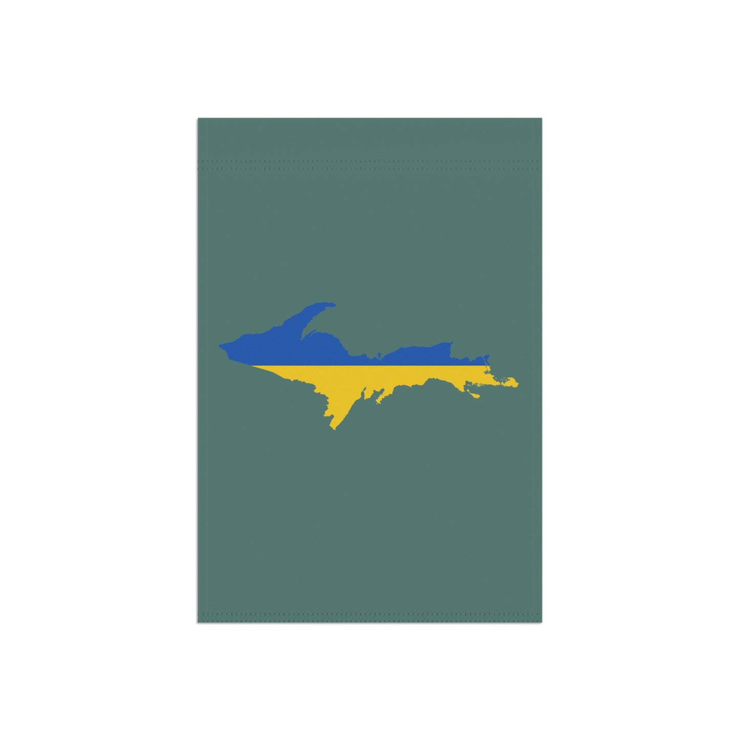 Michigan Upper Peninsula Home & Garden Flag (w/ UP Ukraine Flag) | Copper Green