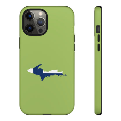 Michigan Upper Peninsula Tough Phone Case (Gooseberry Green w/ UP Finland Flag Outline) | Apple iPhone