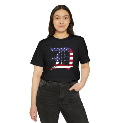 Detroit 'Old English D' T-Shirt (Patriotic Edition) | Unisex Recycled Organic