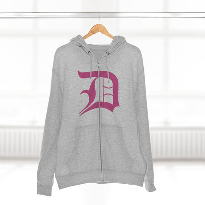 Detroit 'Old English D' Hoodie (Full-Body Apple Blossom Pink) | Unisex Full Zip