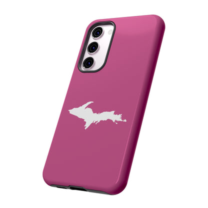 Michigan Upper Peninsula Tough Phone Case (Apple Blossom Pink w/ UP Outline) | Samsung & Pixel Android