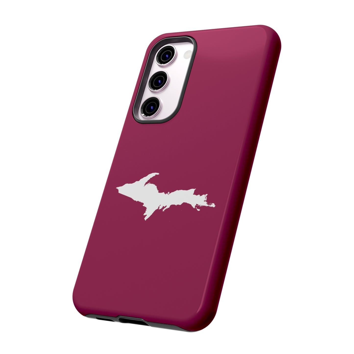 Michigan Upper Peninsula Tough Phone Case (Ruby Red w/ UP Outline) | Samsung & Pixel Android