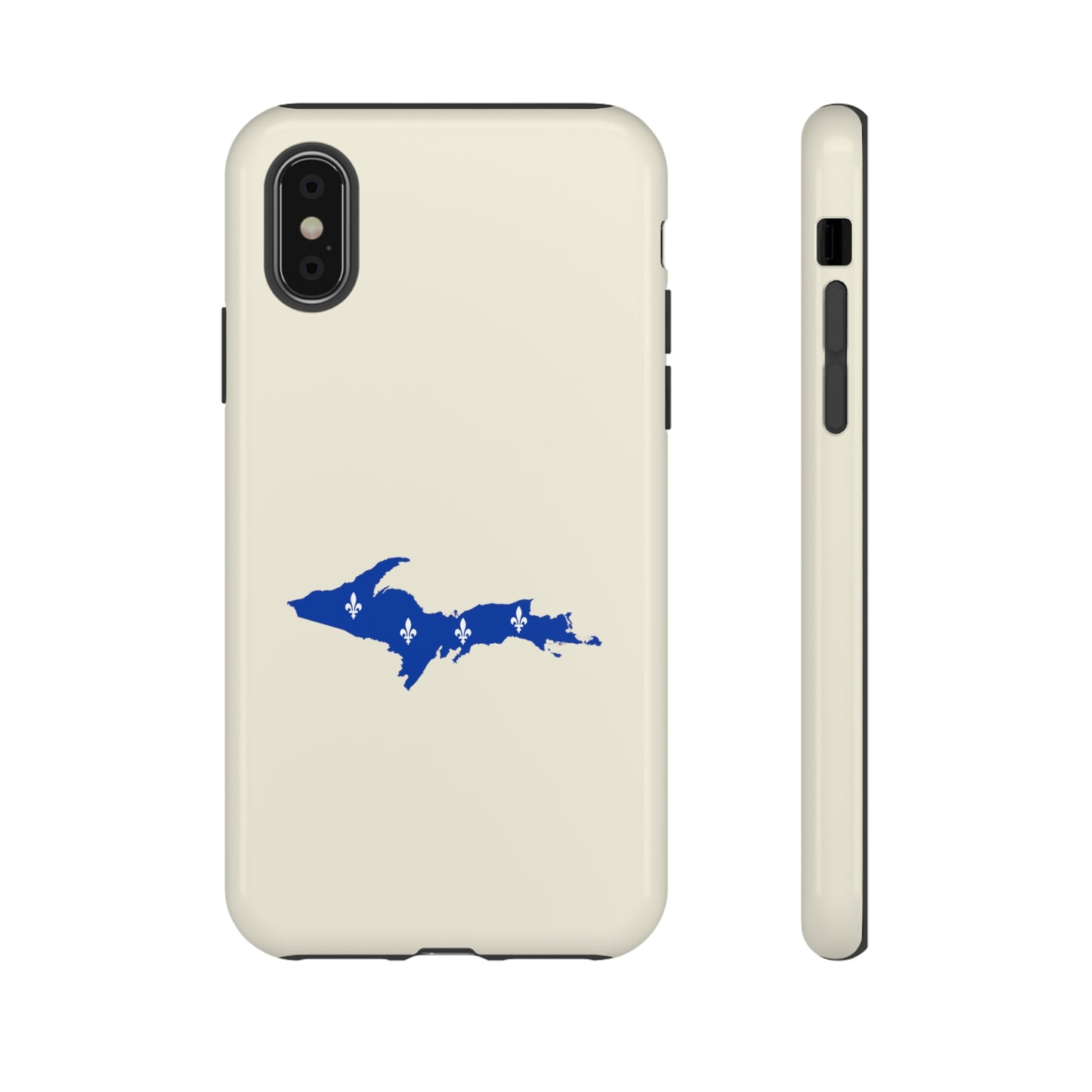 Michigan Upper Peninsula Tough Phone Case (Ivory White w/ UP Quebec Flag Outline) | Apple iPhone