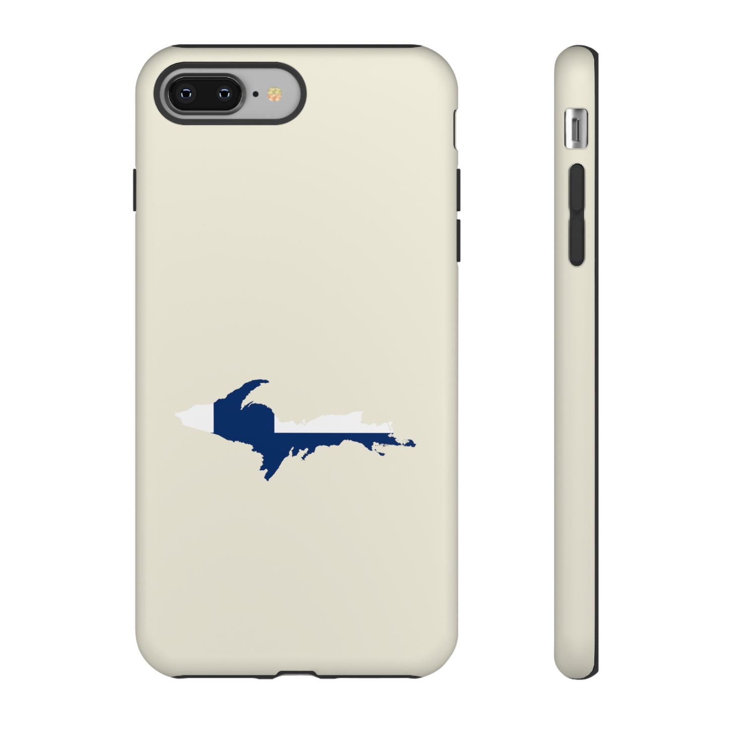 Michigan Upper Peninsula Tough Phone Case (Ivory Color w/ UP Finland Flag Outline) | Apple iPhone