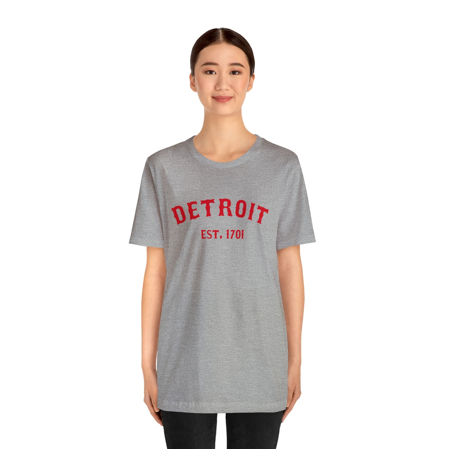 'Detroit EST. 1701' T-Shirt (Aliform Red Ballpark Font) | Unisex Standard