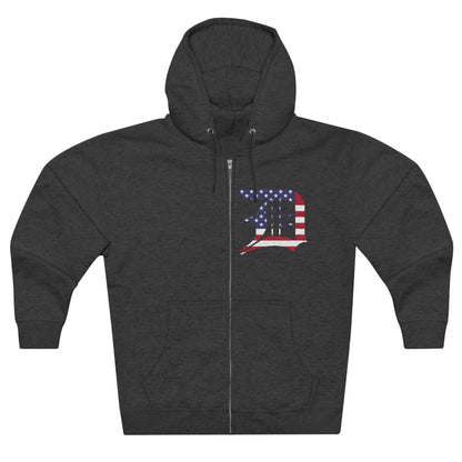 Detroit 'Old English D' Hoodie (Patriotic Edition) | Unisex Full Zip