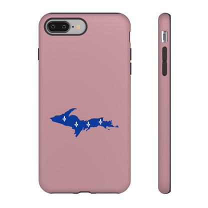 Michigan Upper Peninsula Tough Phone Case (Cherry Blossom Pink w/ UP Quebec Flag Outline) | Apple iPhone