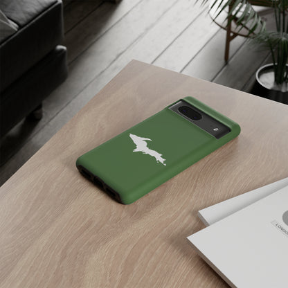 Michigan Upper Peninsula Tough Phone Case (Pine Green w/ UP Outline) | Samsung & Pixel Android