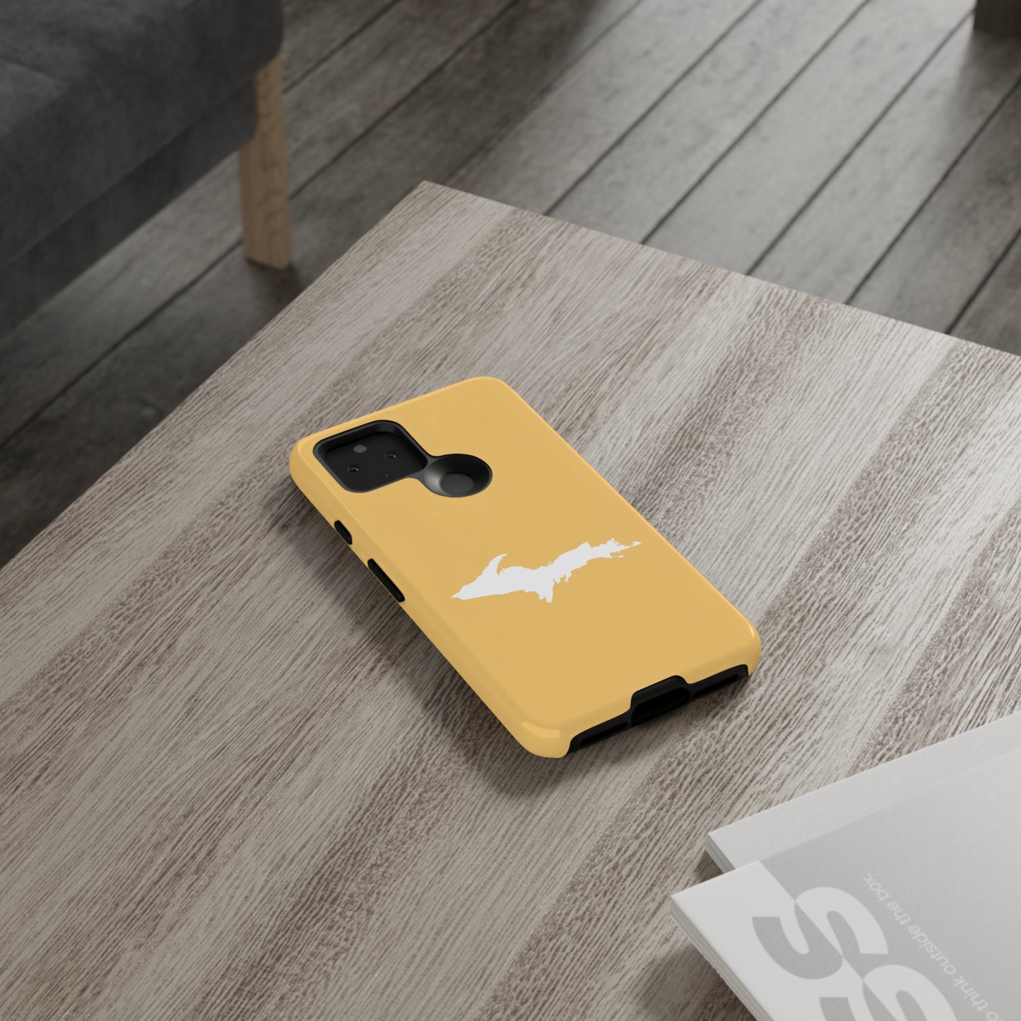 Michigan Upper Peninsula Tough Phone Case (Citrine Color w/ UP Outline) | Samsung & Pixel Android