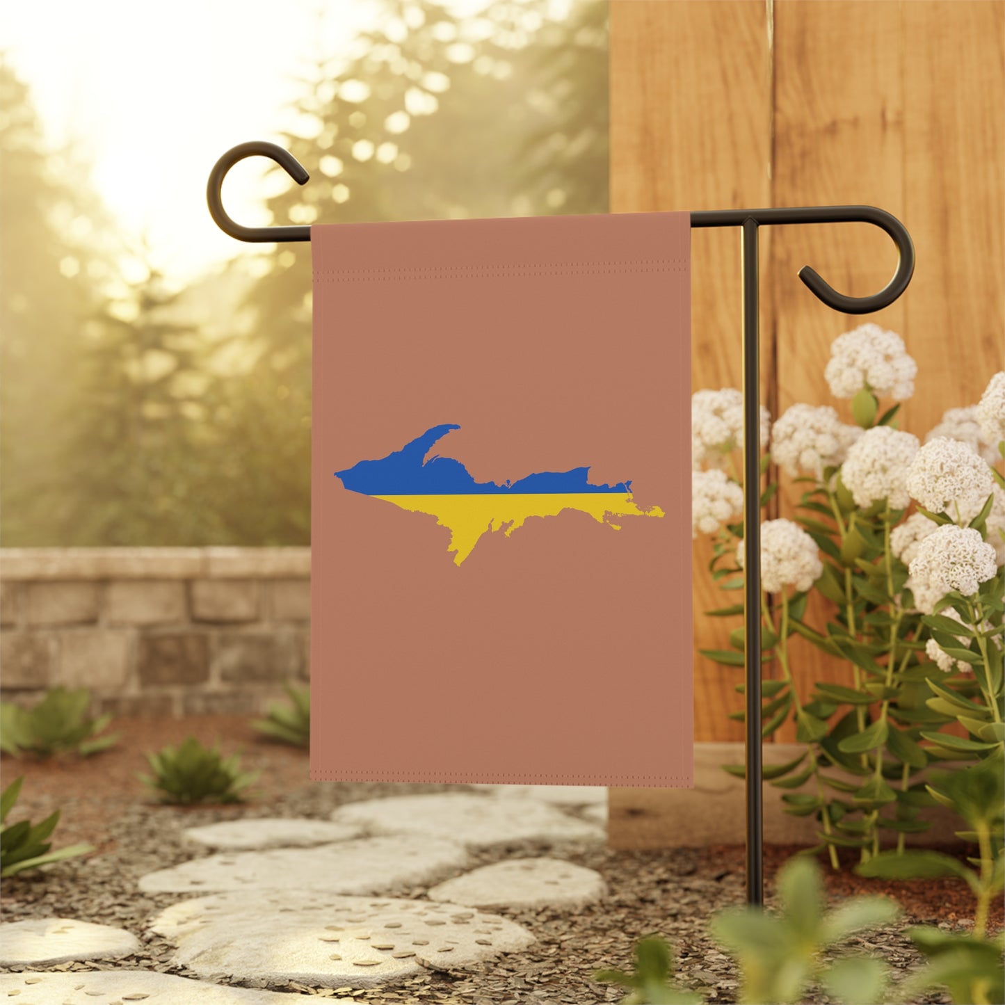 Michigan Upper Peninsula Home & Garden Flag (w/ UP Ukraine Flag) | Copper Color