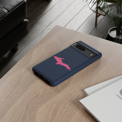 Michigan Upper Peninsula Tough Phone Case (Navy w/ Pink UP Outline) | Samsung & Pixel Android