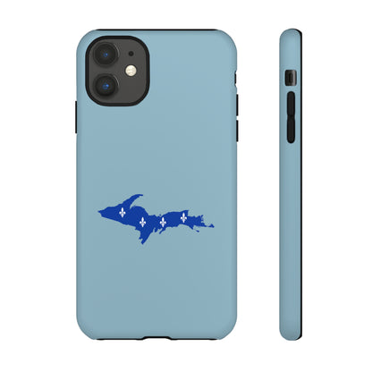 Michigan Upper Peninsula Tough Phone Case (Opal Blue w/ UP Quebec Flag Outline) | Apple iPhone