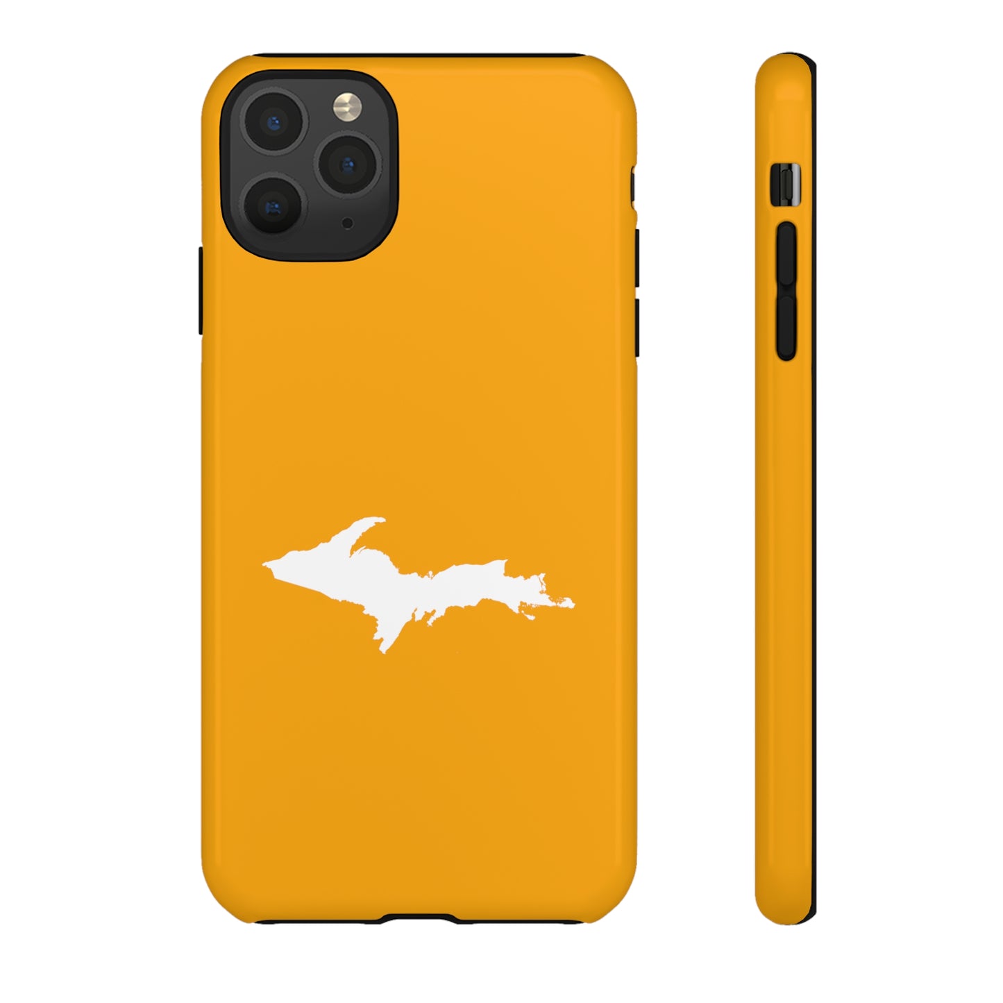 Michigan Upper Peninsula Tough Phone Case (Autumn Birch Leaf Color w/ UP Outline) | Apple iPhone