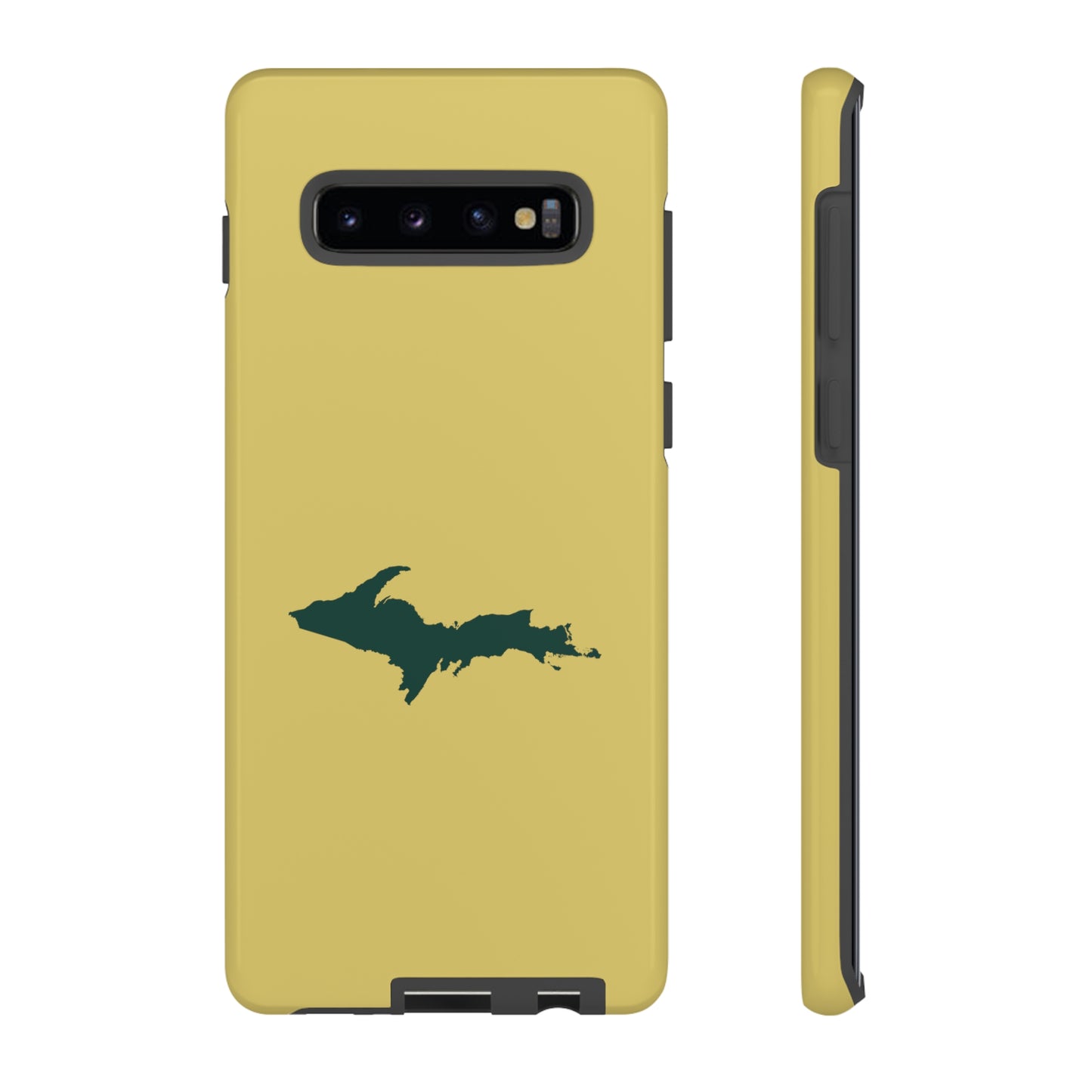 Michigan Upper Peninsula Tough Phone Case (Plum Yellow w/ Green UP Outline) | Samsung & Pixel Android