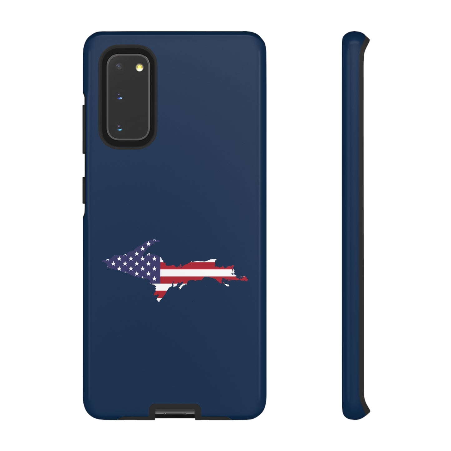 Michigan Upper Peninsula Tough Phone Case (Navy w/ UP USA Flag Outline) | Samsung & Pixel Android