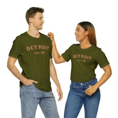 'Detroit EST. 1701' T-Shirt (Copper Ballpark Font) | Unisex Standard