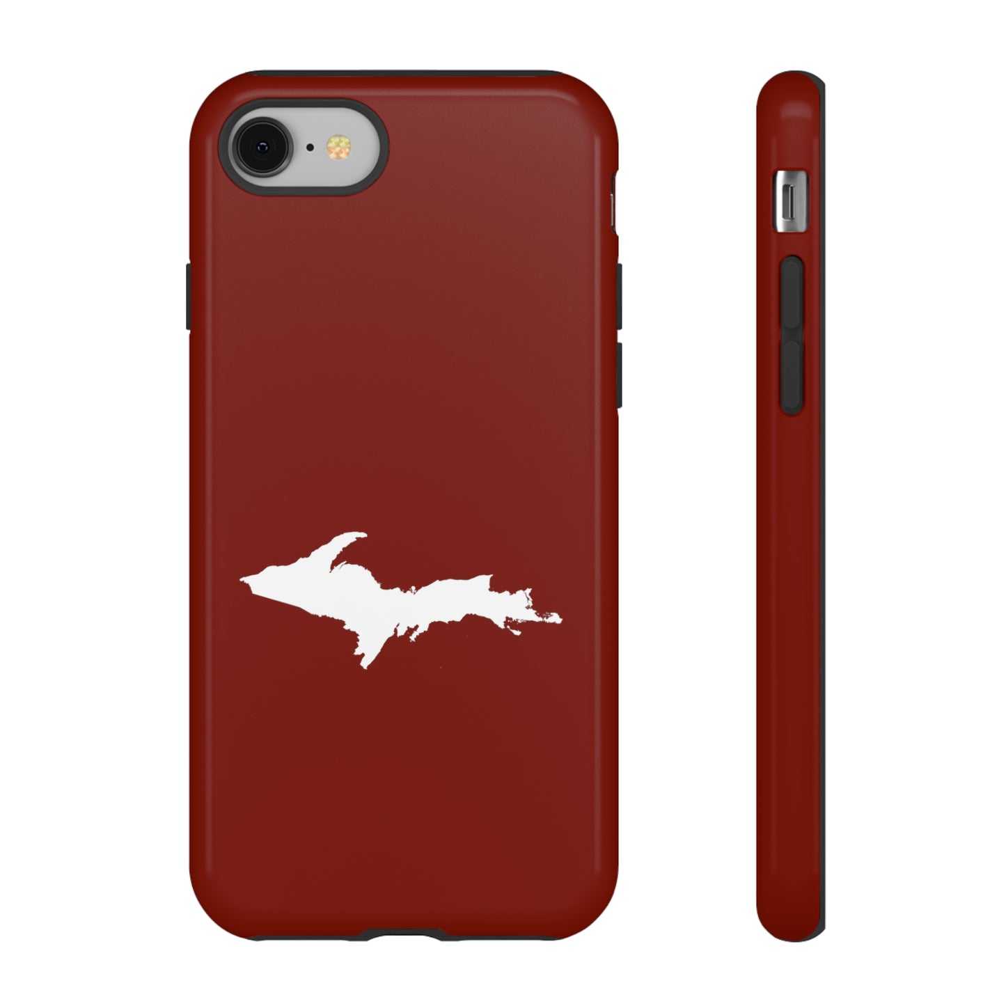 Michigan Upper Peninsula Tough Phone Case (Traverse Cherry Red w/ UP Outline) | Apple iPhone