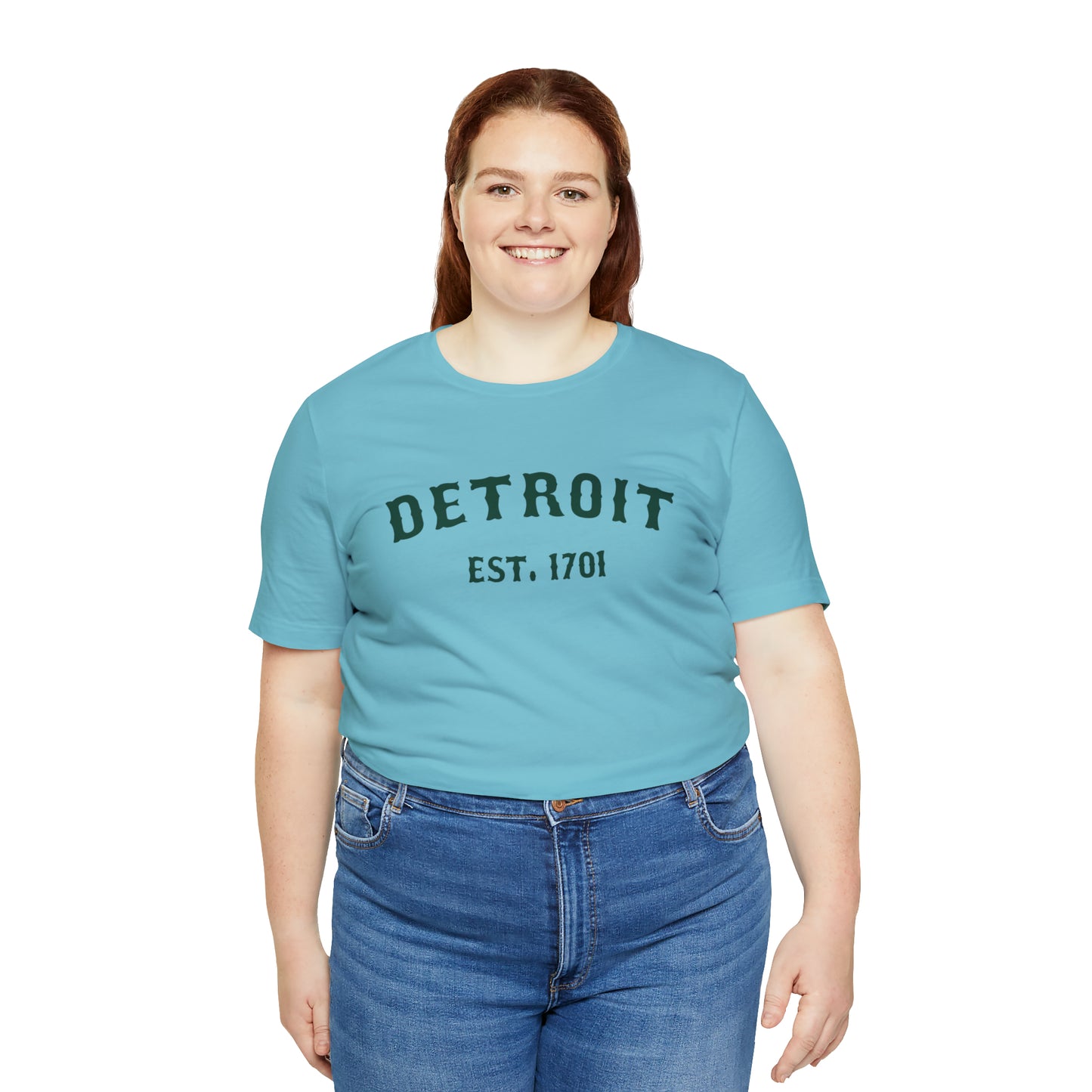 'Detroit EST. 1701' T-Shirt (Laconic Green Ballpark Font) | Unisex Standard