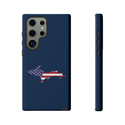 Michigan Upper Peninsula Tough Phone Case (Navy w/ UP USA Flag Outline) | Samsung & Pixel Android