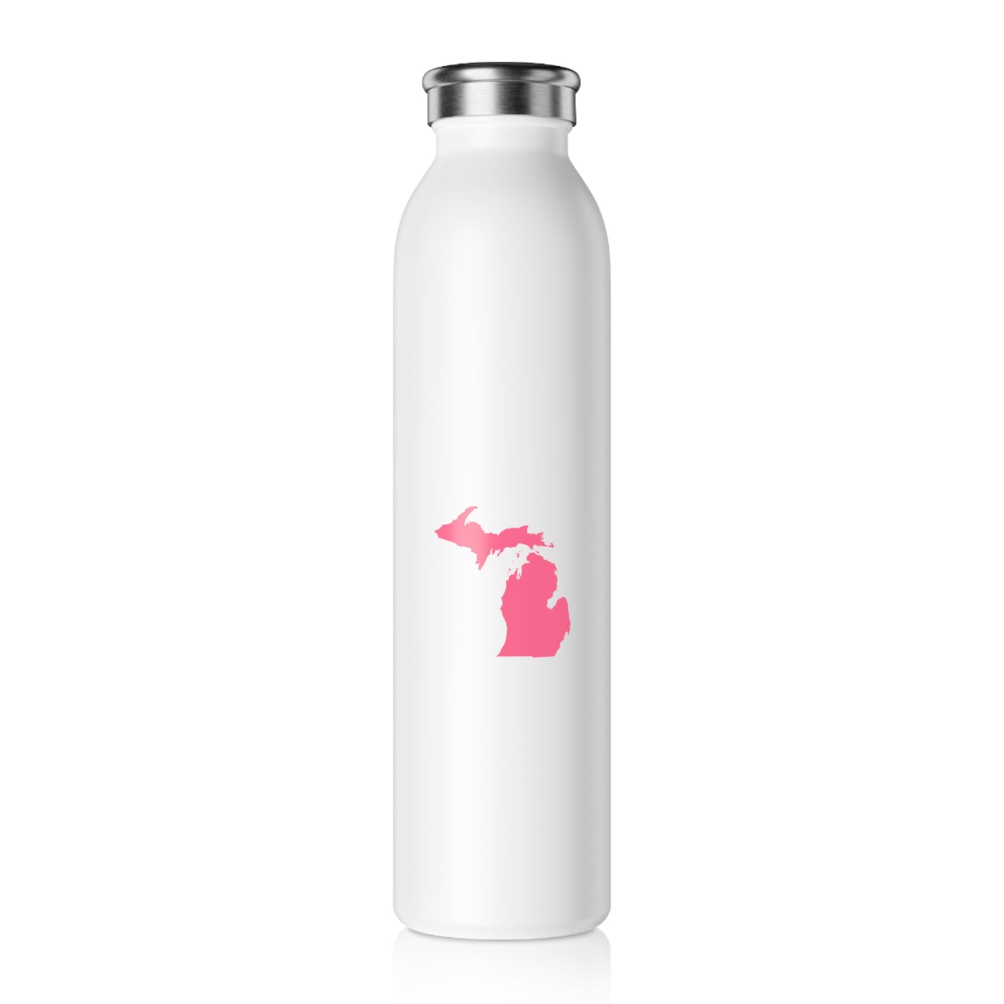 Michigan Water Bottle (w/ Rhodochrosite Pink Outline) | 20oz Double-Walled