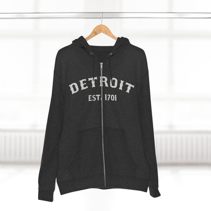 'Detroit EST. 1701' Hoodie (Ballpark Font) | Unisex Full Zip