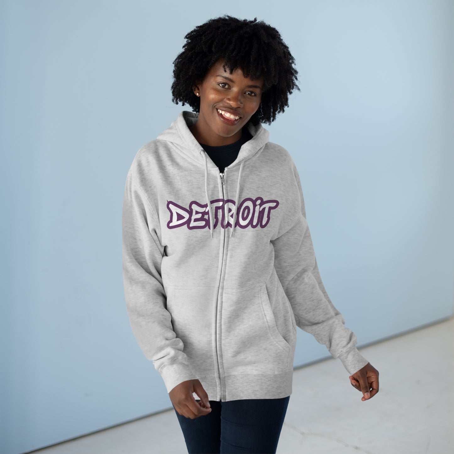 Detroit' Hoodie (Plum Tag Font) | Unisex Full Zip