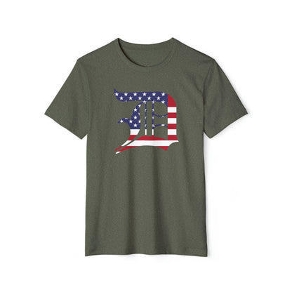 Detroit 'Old English D' T-Shirt (Patriotic Edition) | Unisex Recycled Organic