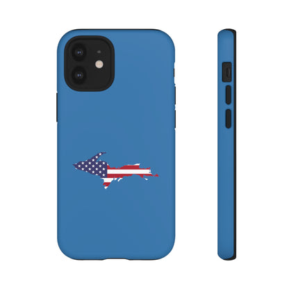 Michigan Upper Peninsula Tough Phone Case (Lake Superior Blue w/ UP USA Flag Outline) | Apple iPhone