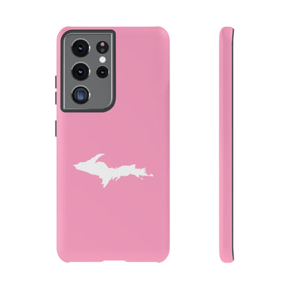 Michigan Upper Peninsula Tough Phone Case ('67 Caddie Pink w/ UP Outline) | Samsung & Pixel Android