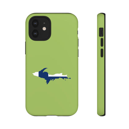 Michigan Upper Peninsula Tough Phone Case (Gooseberry Green w/ UP Finland Flag Outline) | Apple iPhone