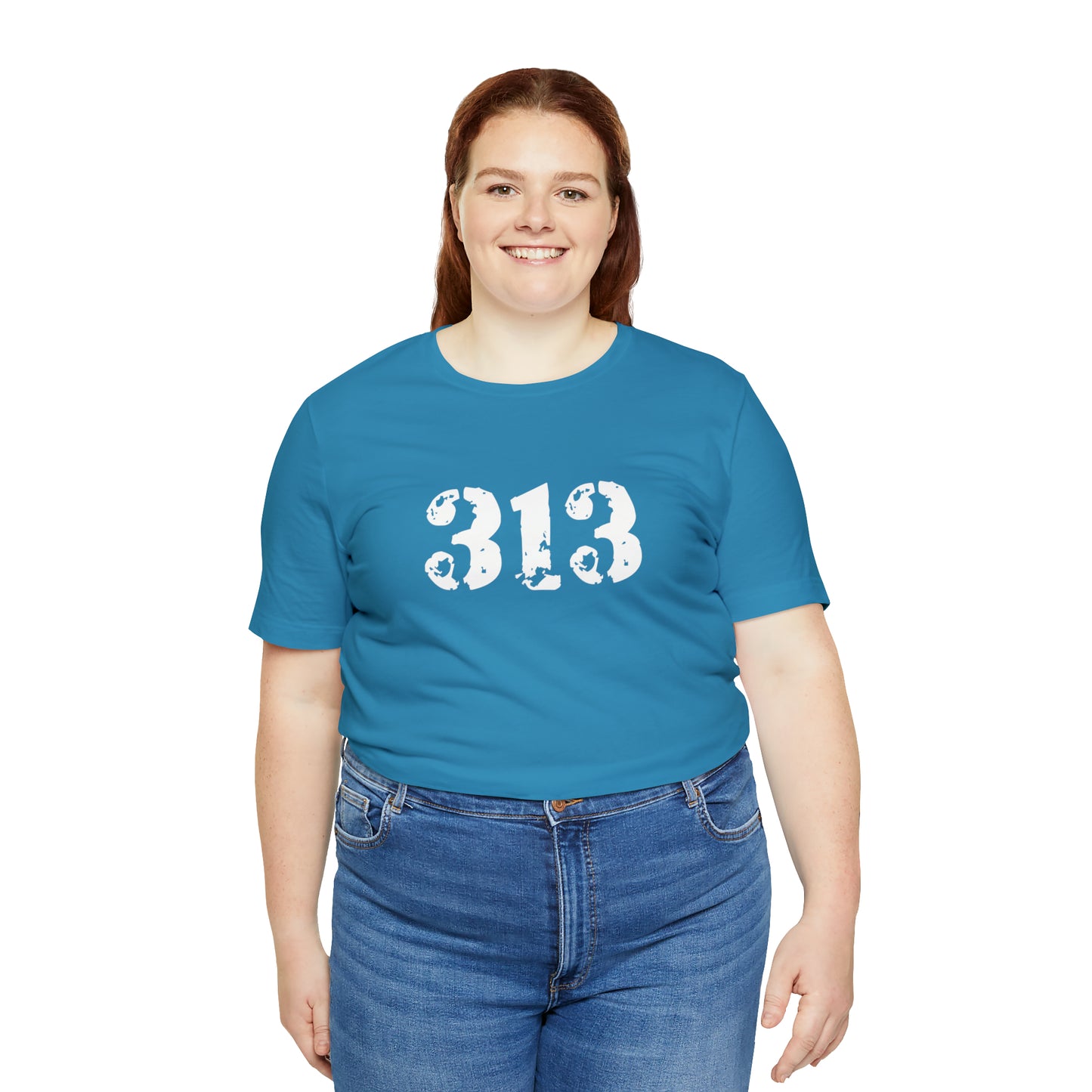 Detroit '313' T-Shirt (Distressed Stencil Font) | Unisex Standard Fit