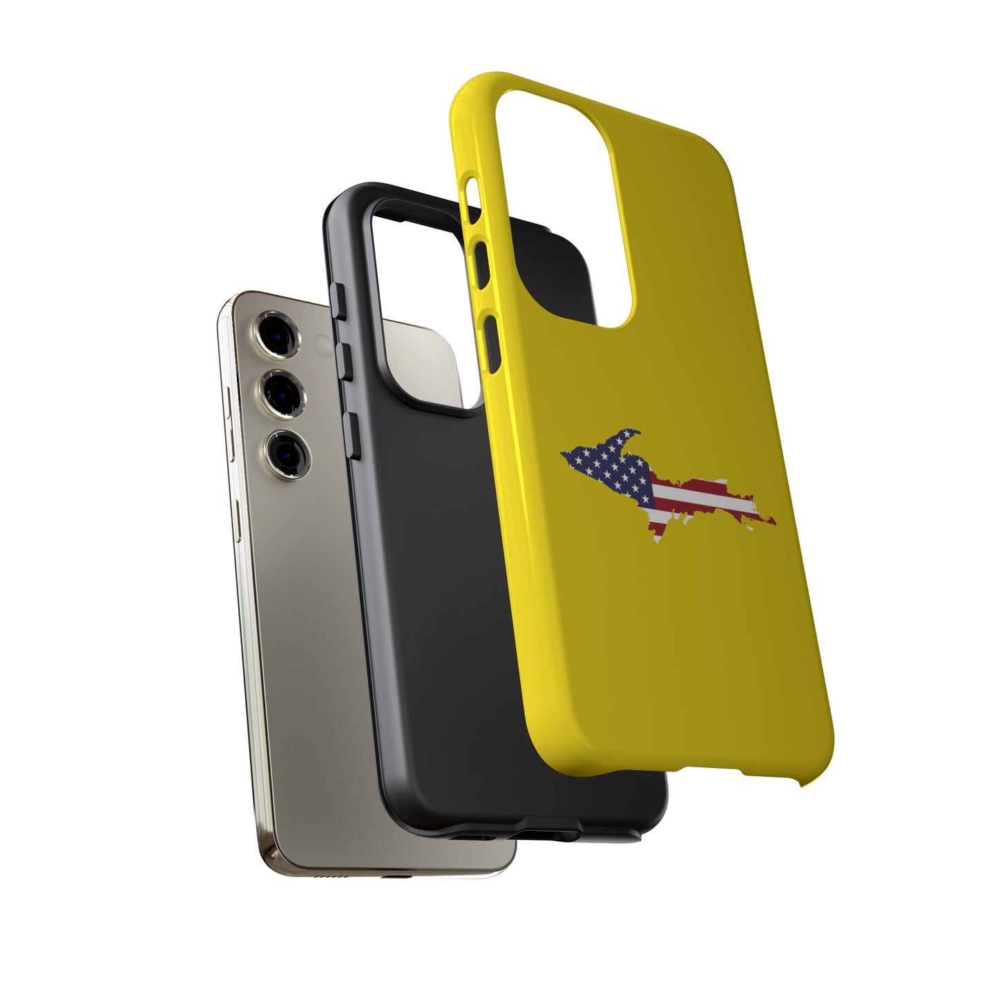 Michigan Upper Peninsula Tough Phone Case (Gadsen Yellow w/ UP USA Flag Outline) | Samsung & Pixel Android