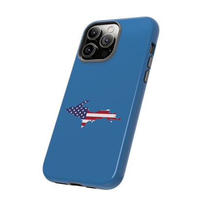 Michigan Upper Peninsula Tough Phone Case (Lake Superior Blue w/ UP USA Flag Outline) | Apple iPhone