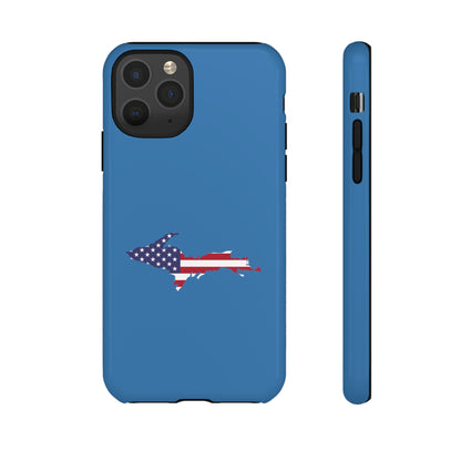 Michigan Upper Peninsula Tough Phone Case (Lake Superior Blue w/ UP USA Flag Outline) | Apple iPhone