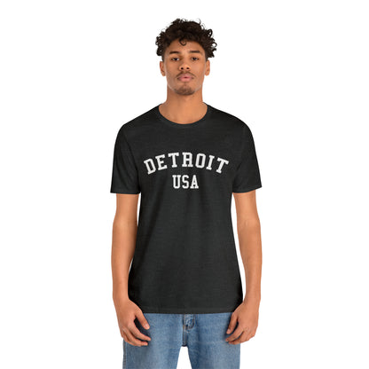 'Detroit USA' T-Shirt (Collegiate Font) | Unisex Standard