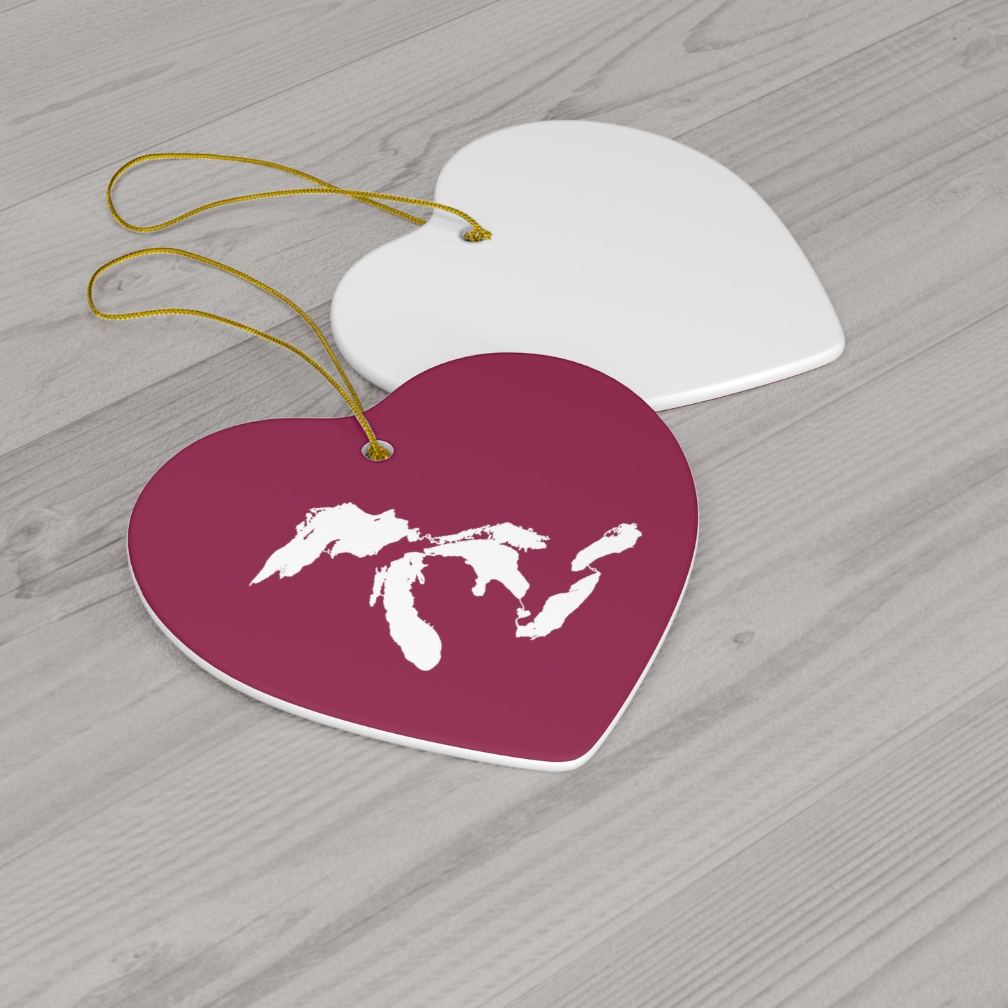 Great Lakes Christmas Ornament (Ruby Red) | Ceramic - 4 Shapes