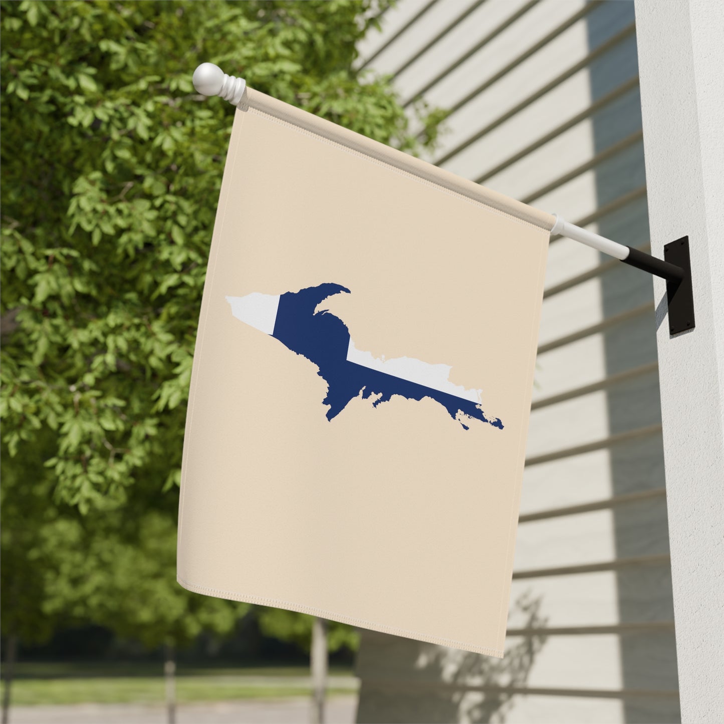 Michigan Upper Peninsula Home & Garden Flag (w/ UP Finland Flag) | Champagne White