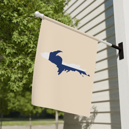 Michigan Upper Peninsula Home & Garden Flag (w/ UP Finland Flag) | Champagne White