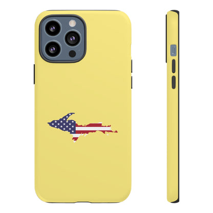 Michigan Upper Peninsula Tough Phone Case (Yellow Cherry Color w/ UP USA Outline) | Apple iPhone