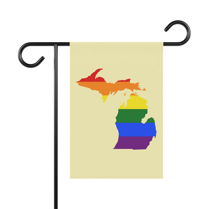 Michigan Rainbow Pride Home & Garden Flag (w/ MI Outline) | Canary Yellow