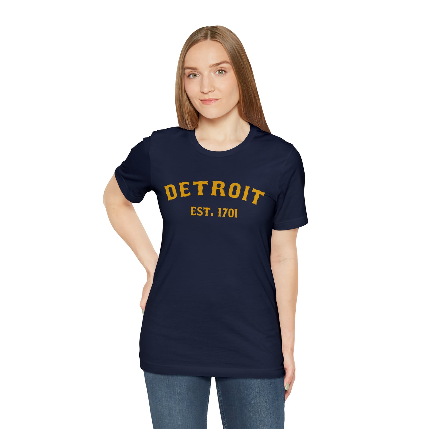 'Detroit EST. 1701' T-Shirt (Gold Ballpark Font) | Unisex Standard